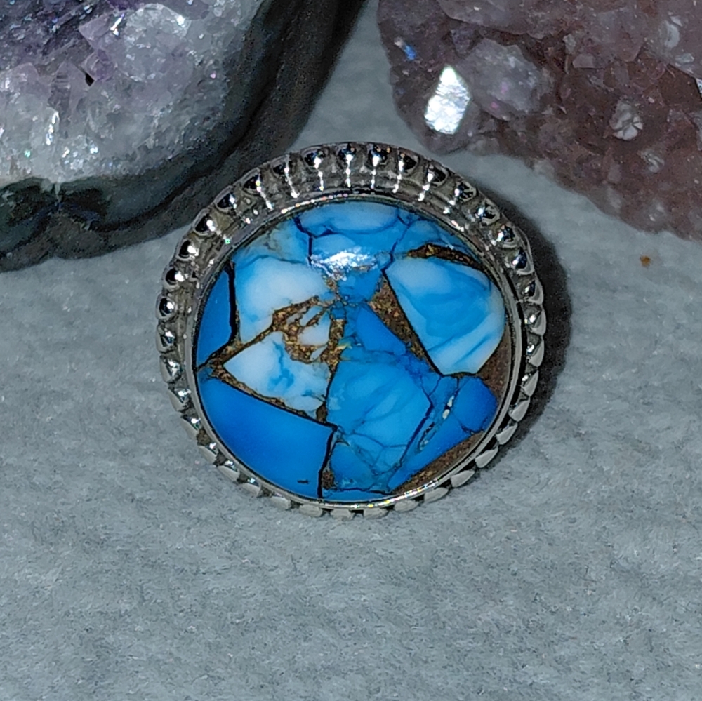 Ice Blue Dahlia Turquoise Sterling Silver Ring - Picture 9 of 11